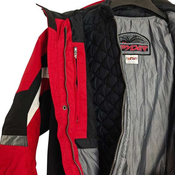 Spyder Ski Snowboard Jacket Mens Small Red Black Entrant Dermizax Hood Vintage - Picture 8 of 16